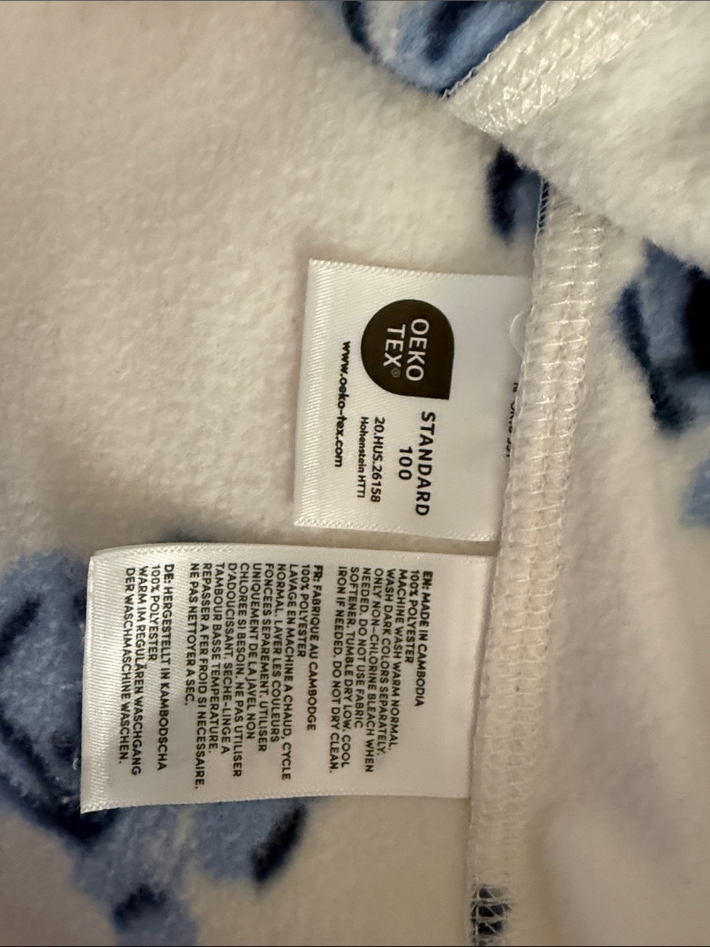 Lands' End White Fleece quarter zip Pullover with Blue Floral Print - Picture 3 of 5
